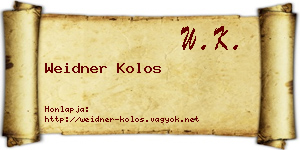 Weidner Kolos névjegykártya